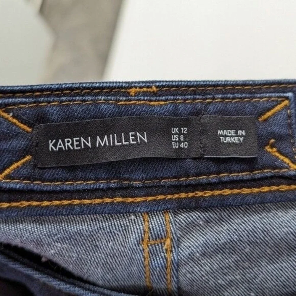 Quiet Luxury Karen Millen‎ Dark Wash Bootcut Jeans High Rise US8 UK 12
